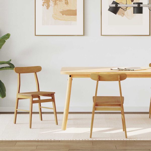 vidaXL Spisestuestol 2 pcs Naturfarvet Massivt træ