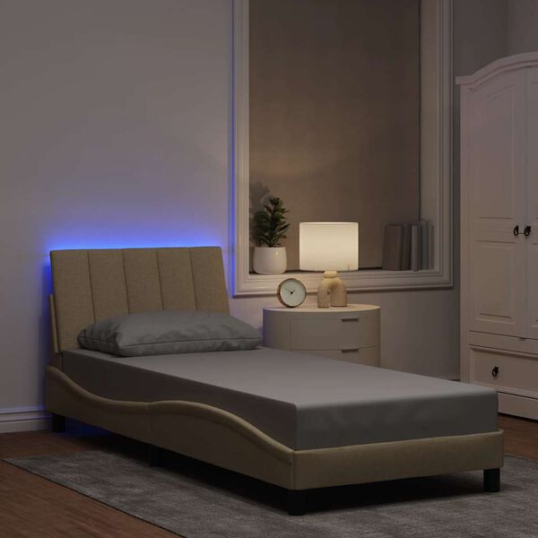 vidaXL sengeramme uden madras Hanko 90x190 cm stof cremefarvet