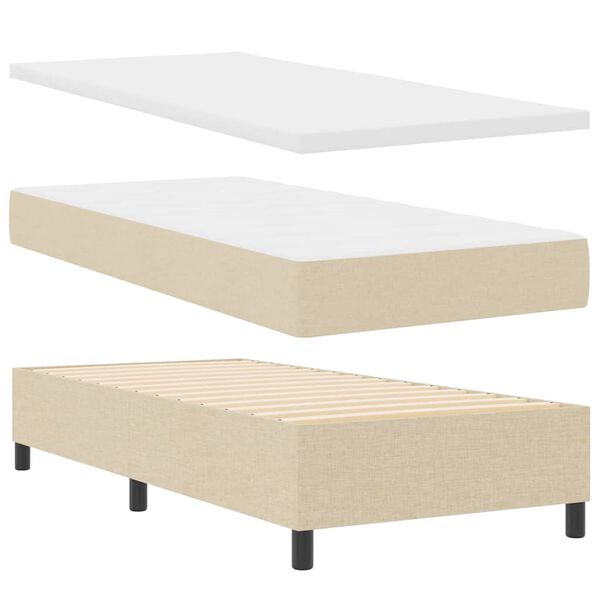 vidaXL Box spring seng med madras Creme 90 x 200 cm Stof