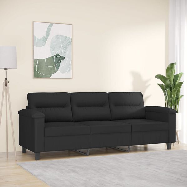 vidaXL 3-personers sofa 180 cm mikrofiberstof sort