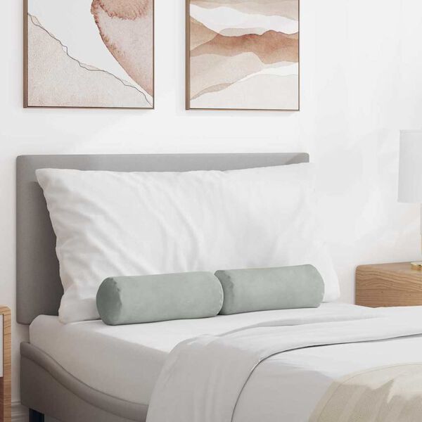 vidaXL Bolsterpuder 2 pcs Lysegrå Ø 15 x 40 cm Velourstof