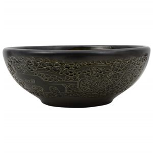 vidaXL h&aring;ndvask til bordplade &Phi;41x14 cm rund keramik sort