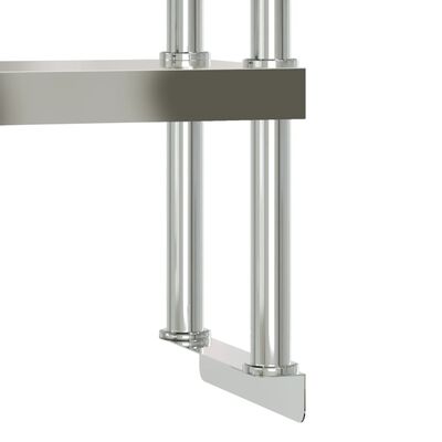 vidaXL køkkenbord med tophylde 110x55x150 cm rustfrit stål