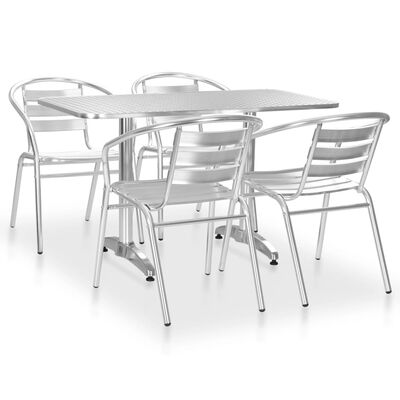 vidaXL udendørs spisebordssæt 5 dele aluminium sølvfarvet