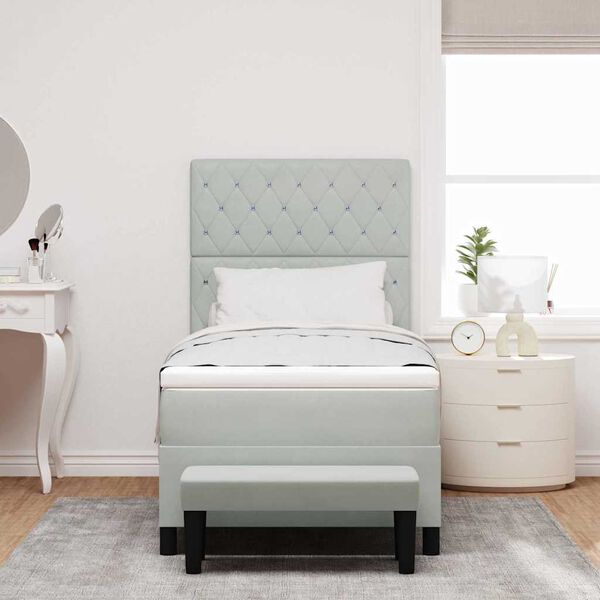 vidaXL Box spring seng med madras Lysegr&aring; 100 x 200 cm Fl&oslash;jl