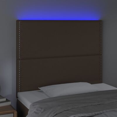 vidaXL sengegavl med LED-lys 90x5x118/128 cm kunstlæder brun