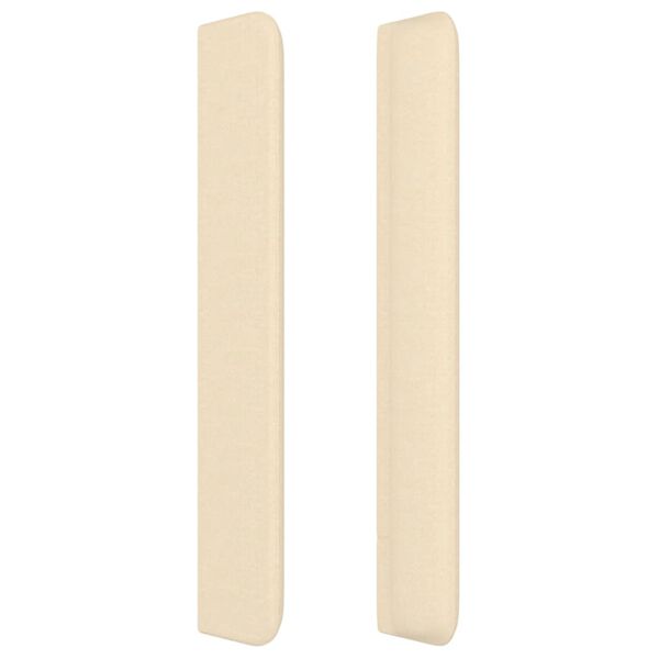 vidaXL sengegavl med kanter 203x16x118/128 cm stof cremefarvet