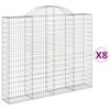 vidaXL buede gabionkurve 8 stk. 200x30x160/180 cm galvaniseret jern