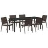 vidaXL Have Spisebordss&aelig;t 7 pcs Brun og sort PE Rattan