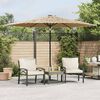 vidaXL haveparasol med LED-lys og st&aring;lstang 288x288x225 cm brun