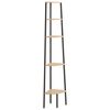 vidaXL stigereol med 5 hylder 45,5x31,5x180 cm lysebrun og sort