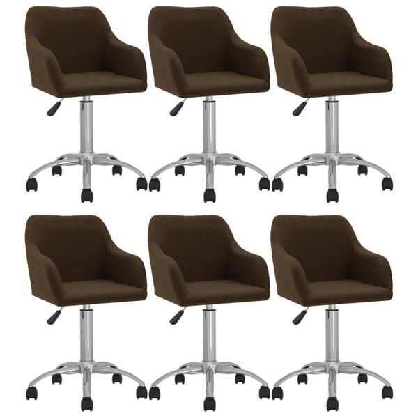 vidaXL drejelige spisebordsstole 6 stk. stof m&oslash;rkebrun