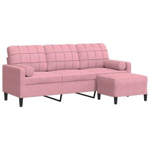 vidaXL 3-personers sofa med fodskammel 180 cm velour lyser&oslash;d