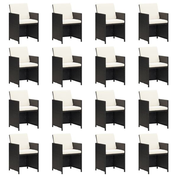 vidaXL spisebordss&aelig;t til haven 17 dele med hynder polyrattan sort