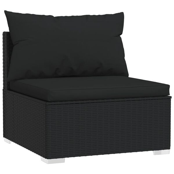 vidaXL 4-personers sofa med hynder polyrattan sort