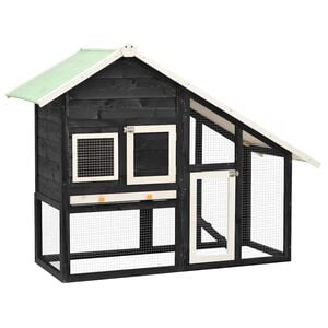vidaXL kaninbur 140x63x120 cm massivt fyrretr&aelig; gr&aring; og hvid