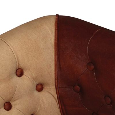 vidaXL lænestol ægte læder og stof brun og beige