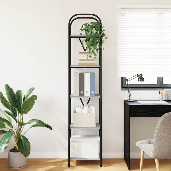 vidaXL Bogreol Gr&aring; Sonoma 40 x 30 x 183 cm Konstrueret tr&aelig;