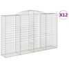 vidaXL buede gabionkurve 12 stk. 300x50x180/200 cm galvaniseret jern