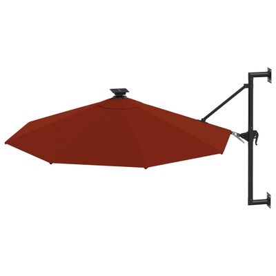 vidaXL væghængt parasol LED-lys metalstang 300 terrakotta | vidaXL.dk