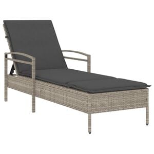 vidaXL liggestol med hynde 63x200x81 cm polyrattan lysegr&aring;