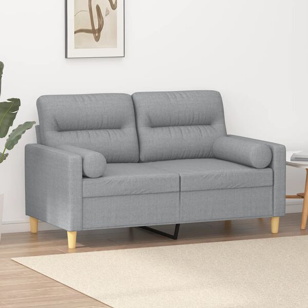 vidaXL 2-personers sofa med pyntepuder 120 cm stof lysegrå