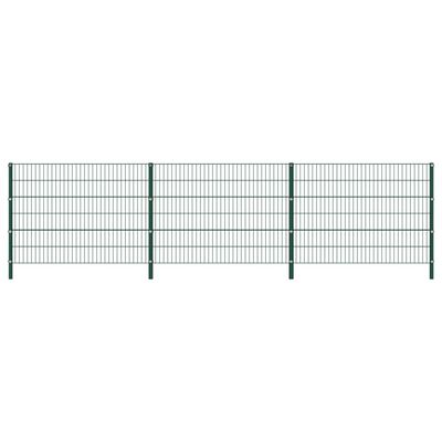 vidaXL hegnspaneler med stolper 5,1 x 1,2 m jern grøn