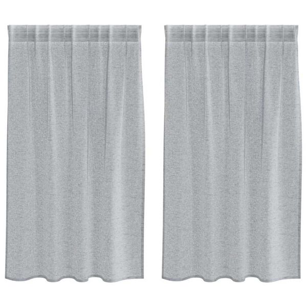 vidaXL Voile Gardin med gardiner 2 pcs Mørkegrå 140 x 140 cm Polyester