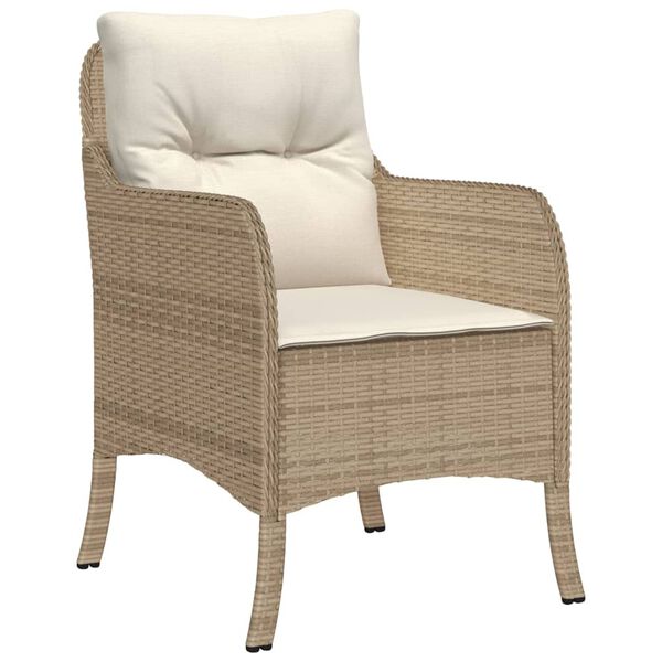 vidaXL havestole med hynder 2 stk. polyrattan beige