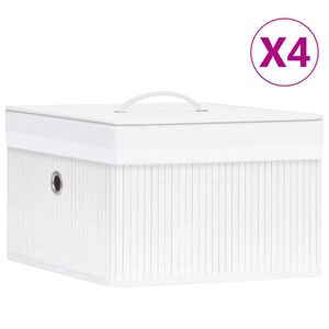 vidaXL opbevaringskasser 4 stk. bambus hvid