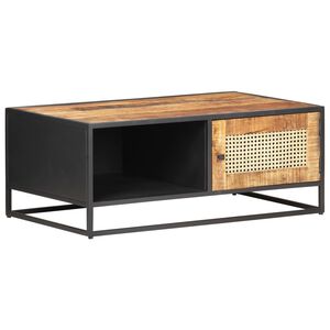 vidaXL sofabord 90x50x35 cm ru mangotr&aelig; og naturlig r&oslash;rflet