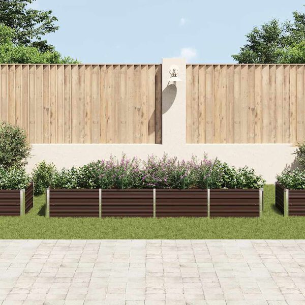 vidaXL hævet plantekasse 320x80x45 cm galvaniseret stål brun