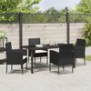 vidaXL Have Spisebordss&aelig;t med pude 5 pcs Sort polyrattan