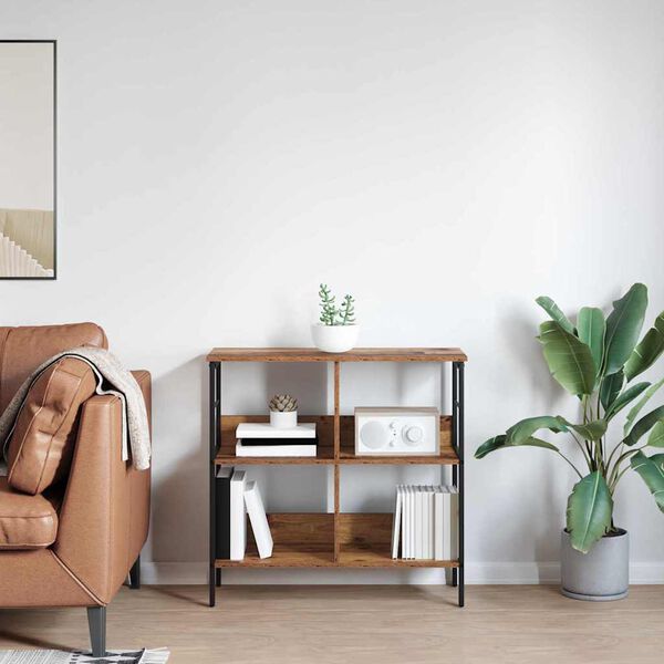 vidaXL Bogreol Gammelt tr&aelig; 82 x 32 x 79 cm Konstrueret tr&aelig;