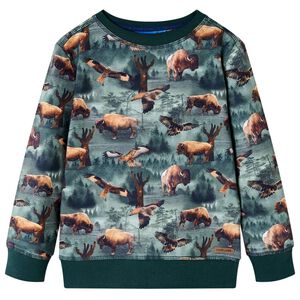 Sweatshirt til b&oslash;rn str. 92 m&oslash;rkegr&oslash;n