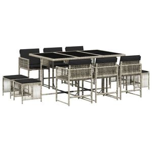 vidaXL lounges&aelig;t til haven 11 dele med hynder polyrattan lysegr&aring;