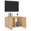 vidaXL væghængt tv-bord med LED-lys 60x35x41 cm sonoma-eg