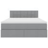 vidaXL Seng med opbevaring og LED med madras Lysegr&aring; 140 x 190 cm Stof