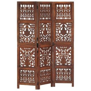 vidaXL 3-panels rumdeler h&aring;ndsk&aring;ret 120 x 165 cm massivt mangotr&aelig; brun