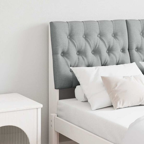 vidaXL Polstret sengegavl Lysegrå 120 cm Massiv fyrretræ