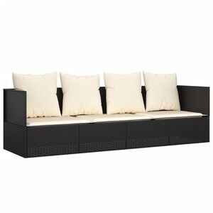 vidaXL udend&oslash;rs loungesofa med hynder polyrattan sort