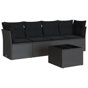 vidaXL sofas&aelig;t til haven 5 dele med hynder polyrattan sort