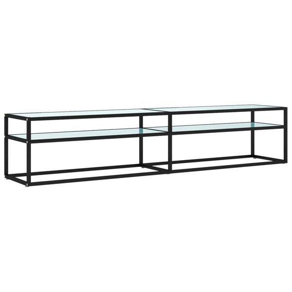 vidaXL tv-bord 200x40x40,5 cm hærdet glas marmoreffekt hvid