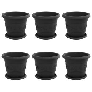 vidaXL Plantepotter 6 pcs Sort &Oslash; 26 x 21.5 cm Plastik