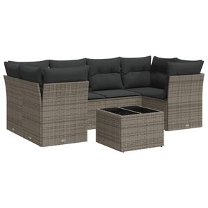 vidaXL sofaes&aelig;t til haven 7 dele med hynder polyrattan gr&aring;