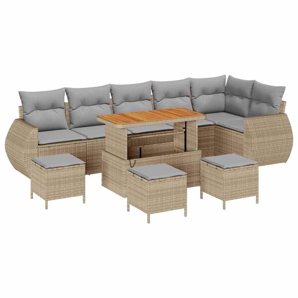 vidaXL Havesofa S&aelig;t 10 pcs Beige polyrattan