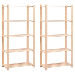 vidaXL reoler 2 stk. 5 hylder 80x38x170 cm massivt fyrretr&aelig; 250 kg