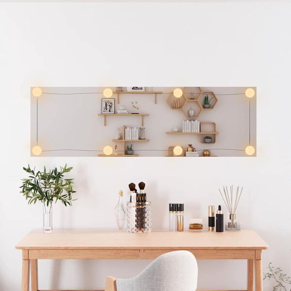 vidaXL v&aelig;gspejl med LED-lys 30x100 cm rektangel glas