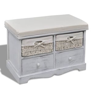 vidaXL opbevaringsb&aelig;nk 62x33x42 cm kejsertr&aelig; hvid