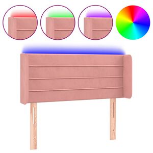 vidaXL sengegavl med LED-lys 83x16x78/88 cm fl&oslash;jl lyser&oslash;d